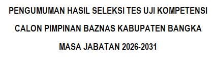 Hasil Seleksi Uji Kompetensi basna
